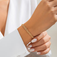 Thumbnail for Chic Gold Silver Plated Braided Chain Bracelet - ArtGalleryZen