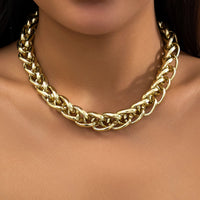 Thumbnail for Chic Gold Silver Plated Chunky Braided Chain Necklace - ArtGalleryZen