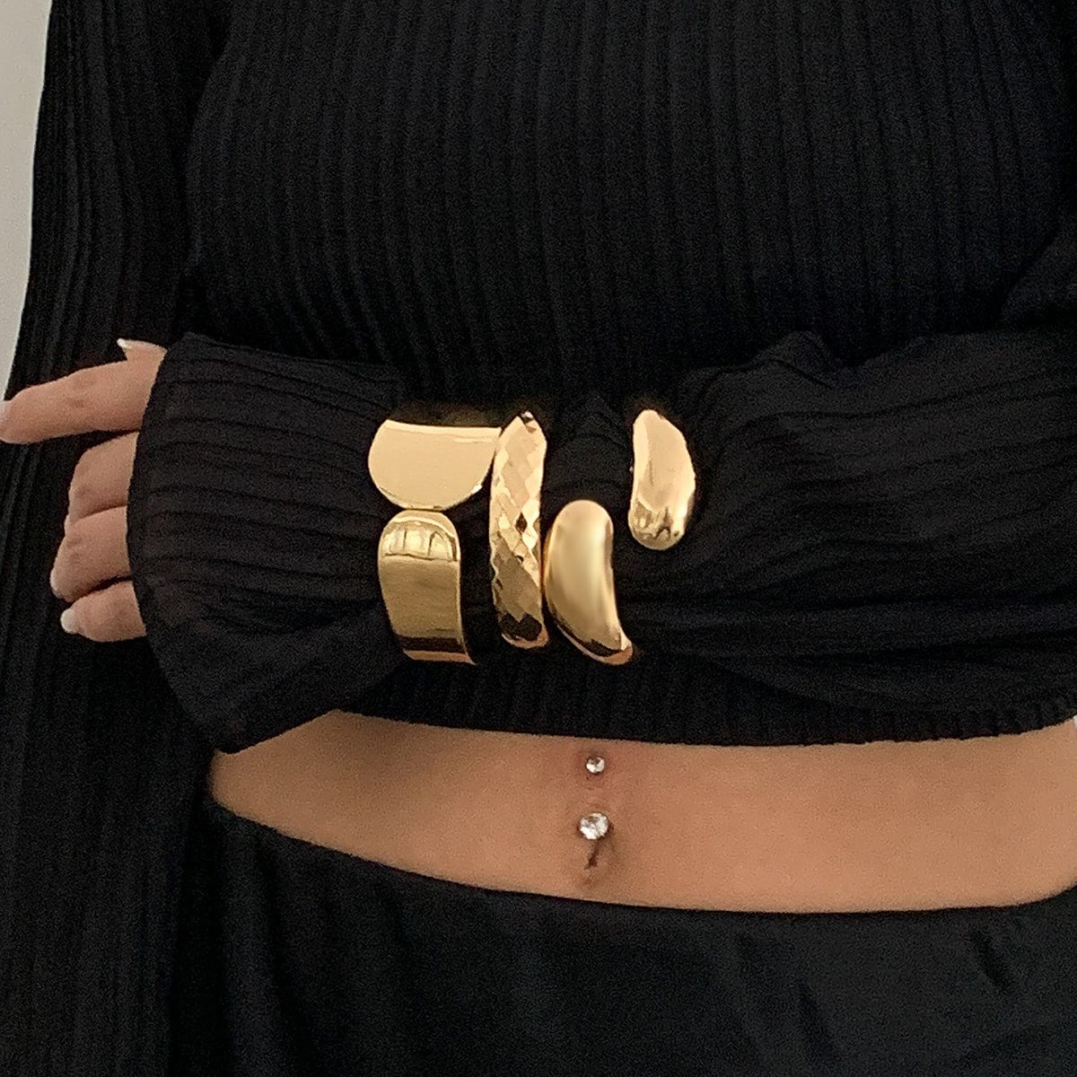 Chic Gold Silver Plated Cut Surface Bangle Bracelet - ArtGalleryZen