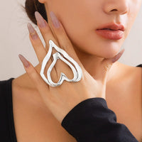 Thumbnail for Chic Gold Silver Plated Double-Layered Hollow Heart Open Ring - ArtGalleryZen