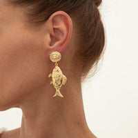 Thumbnail for Chic Gold Silver Plated Goldfish Dangle Earrings - ArtGalleryZen