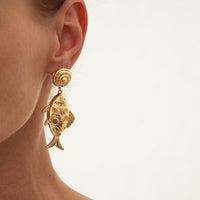 Thumbnail for Chic Gold Silver Plated Goldfish Dangle Earrings - ArtGalleryZen