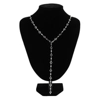 Thumbnail for Chic Gold Silver Plated Hollow Heart Long Chain Y Necklace - ArtGalleryZen