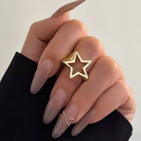 Thumbnail for Chic Gold Silver Plated Hollow Star Open Ring - ArtGalleryZen