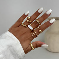 Thumbnail for Chic Gold Silver Plated Waterdrop Hollow Enamel Ring Set - ArtGalleryZen
