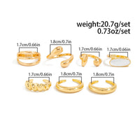 Thumbnail for Chic Gold Silver Plated Waterdrop Hollow Enamel Ring Set - ArtGalleryZen