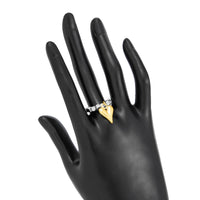 Thumbnail for Chic Gold Silver Tone Heart Charm Beaded Ring - ArtGalleryZen