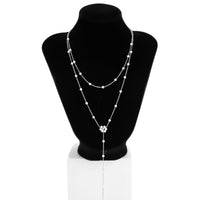 Thumbnail for Chic Gold Silver Tone Pearl Chain Y Necklace - ArtGalleryZen
