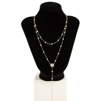 Thumbnail for Chic Gold Silver Tone Pearl Chain Y Necklace - ArtGalleryZen