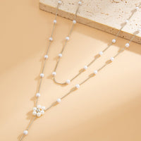 Thumbnail for Chic Gold Silver Tone Pearl Chain Y Necklace - ArtGalleryZen