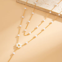 Thumbnail for Chic Gold Silver Tone Pearl Chain Y Necklace - ArtGalleryZen