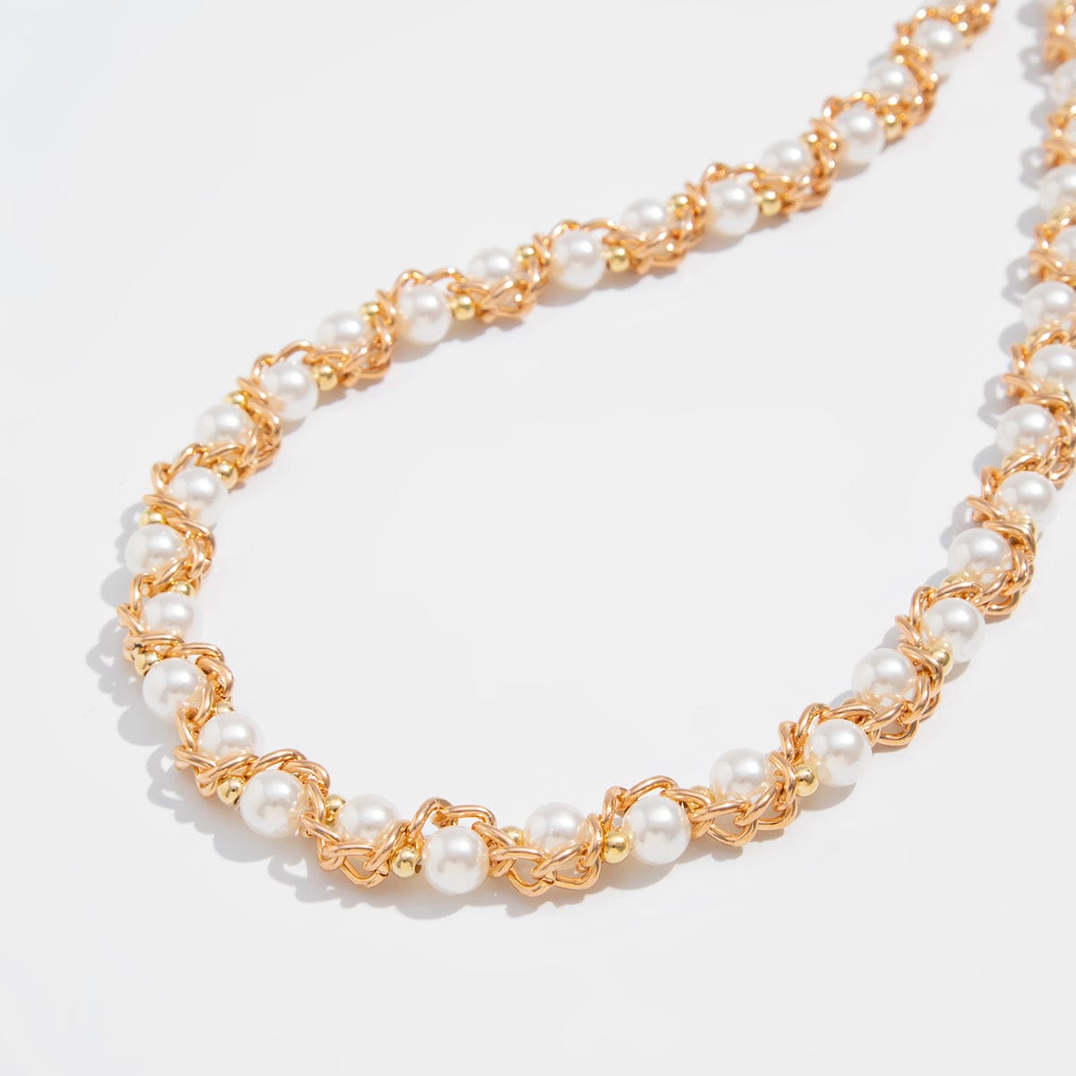 Chic Gold Silver Tone Pearl Rope Chain Necklace - ArtGalleryZen