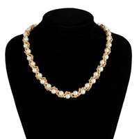 Thumbnail for Chic Gold Silver Tone Pearl Rope Chain Necklace - ArtGalleryZen