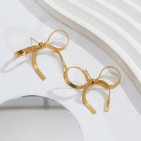 Thumbnail for Chic Gold Silver Tone Ribbon Earrings - ArtGalleryZen