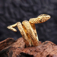 Thumbnail for Chic Gold Silver Tone Stainless Steel Snake Ring - ArtGalleryZen