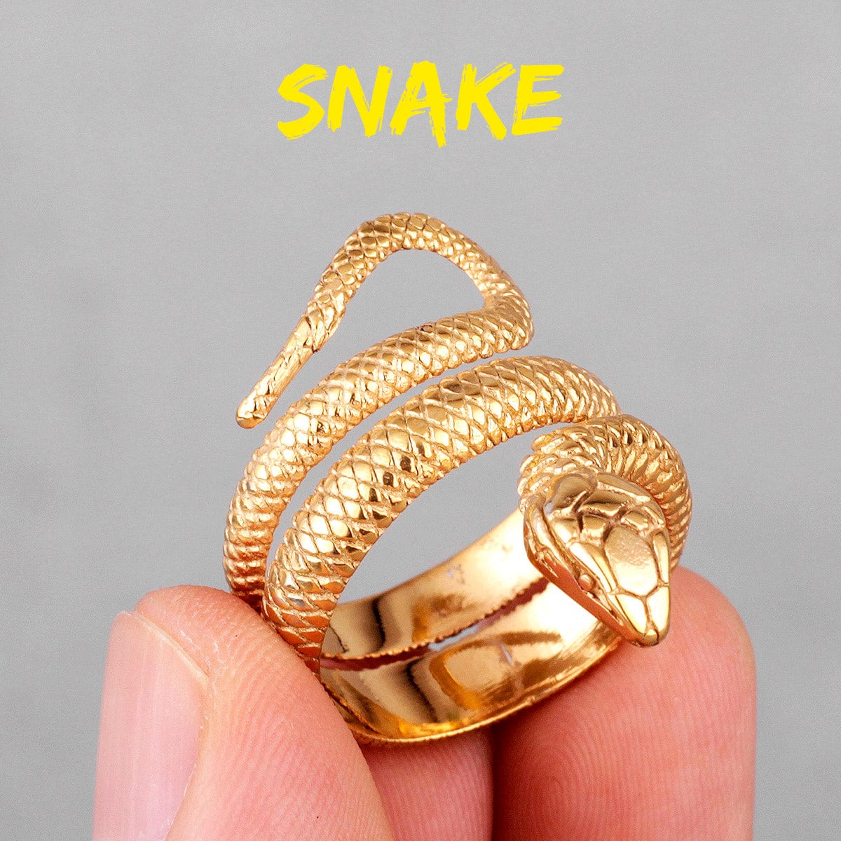 Chic Gold Silver Tone Stainless Steel Snake Ring - ArtGalleryZen