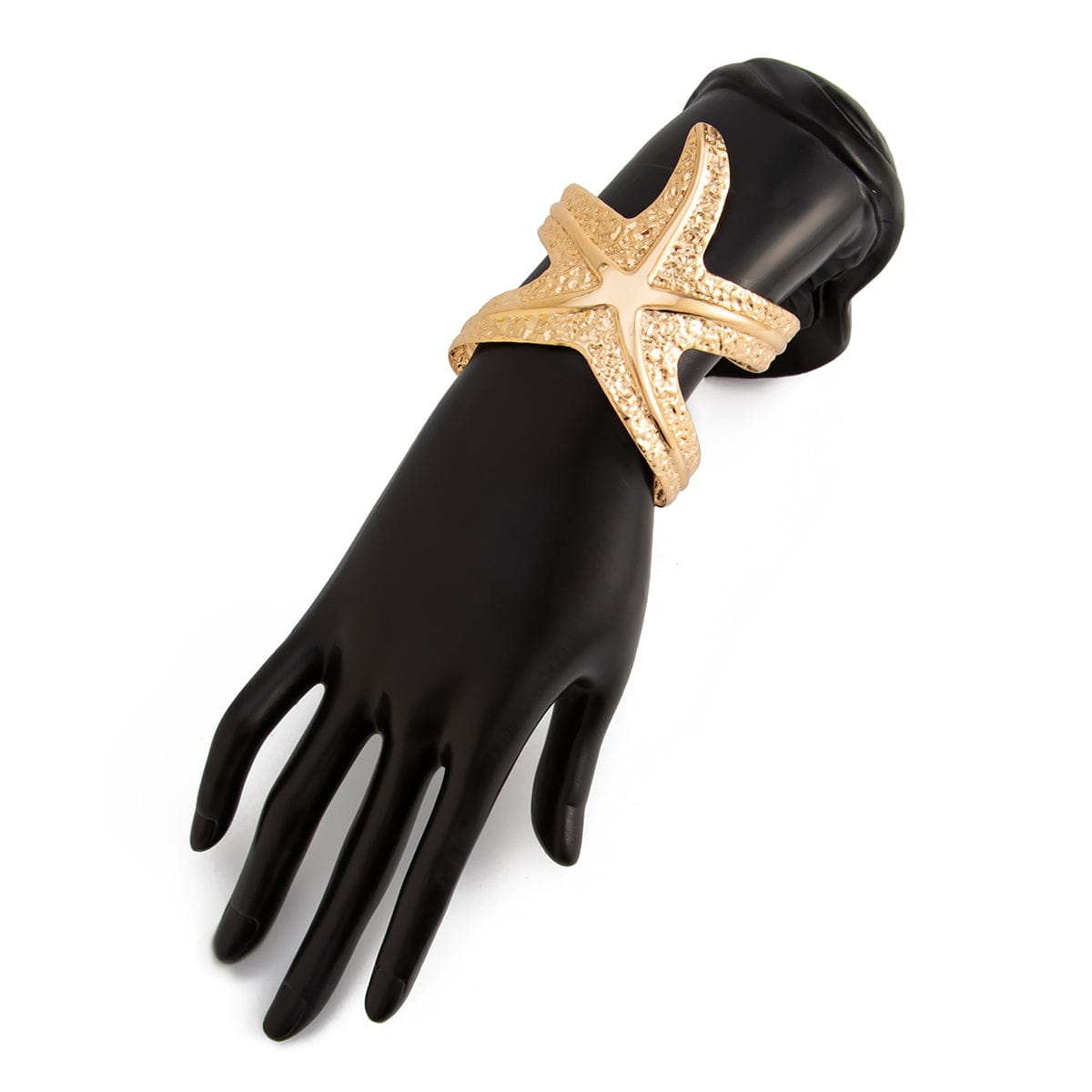 Chic Hammered Starfish Wide Cuff Bangle Bracelet - ArtGalleryZen