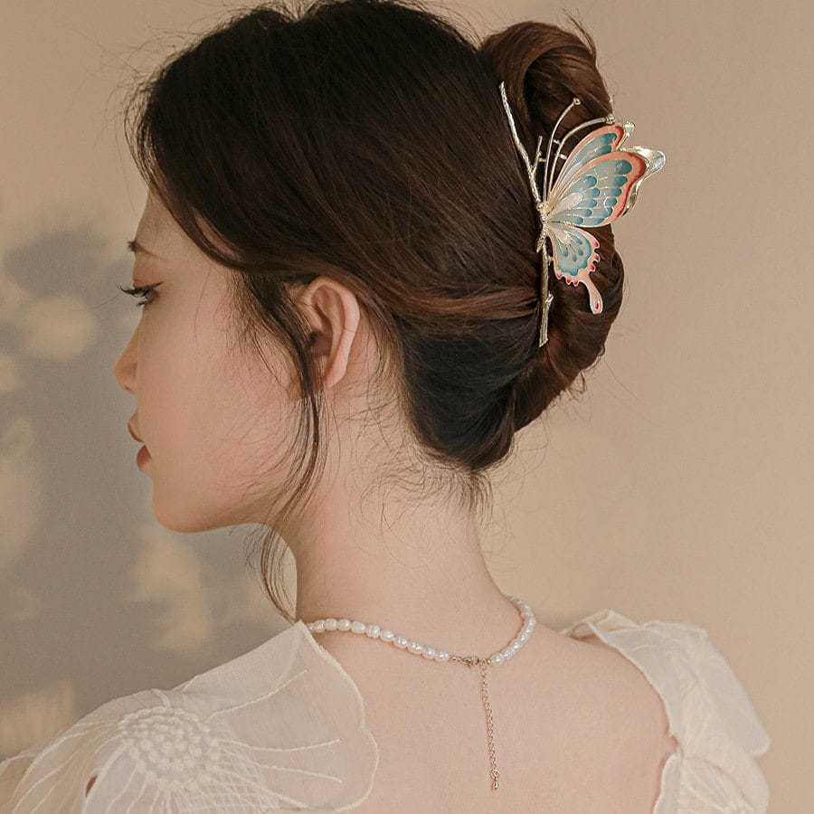 Chic Handmade Colorful Enamel Butterfly Chignon Claw Clip Hair Clip - ArtGalleryZen