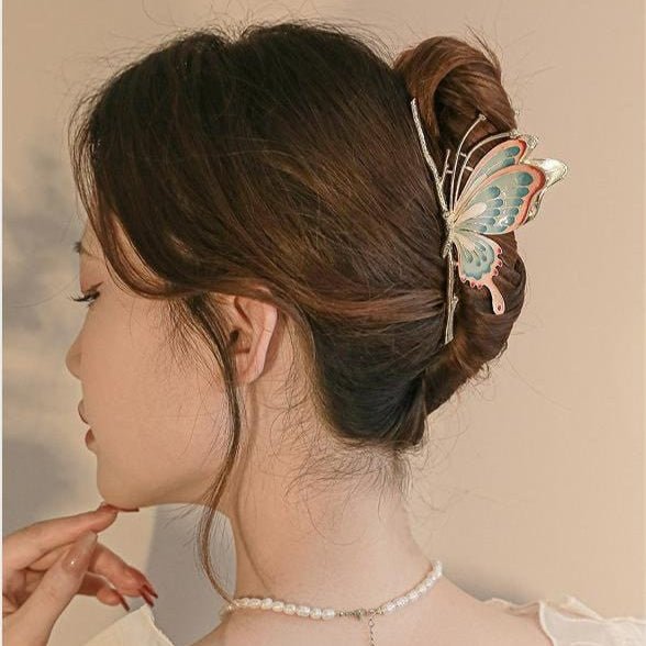 Chic Handmade Colorful Enamel Butterfly Chignon Claw Clip Hair Clip - ArtGalleryZen