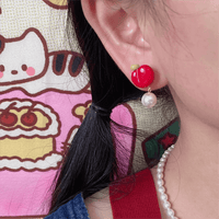 Thumbnail for Chic Handmade Pearl Dangle Star Apple Czech Glass Earrings - ArtGalleryZen