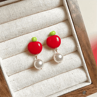 Thumbnail for Chic Handmade Pearl Dangle Star Apple Czech Glass Earrings - ArtGalleryZen