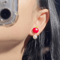 Thumbnail for Chic Handmade Pearl Dangle Star Apple Czech Glass Earrings - ArtGalleryZen