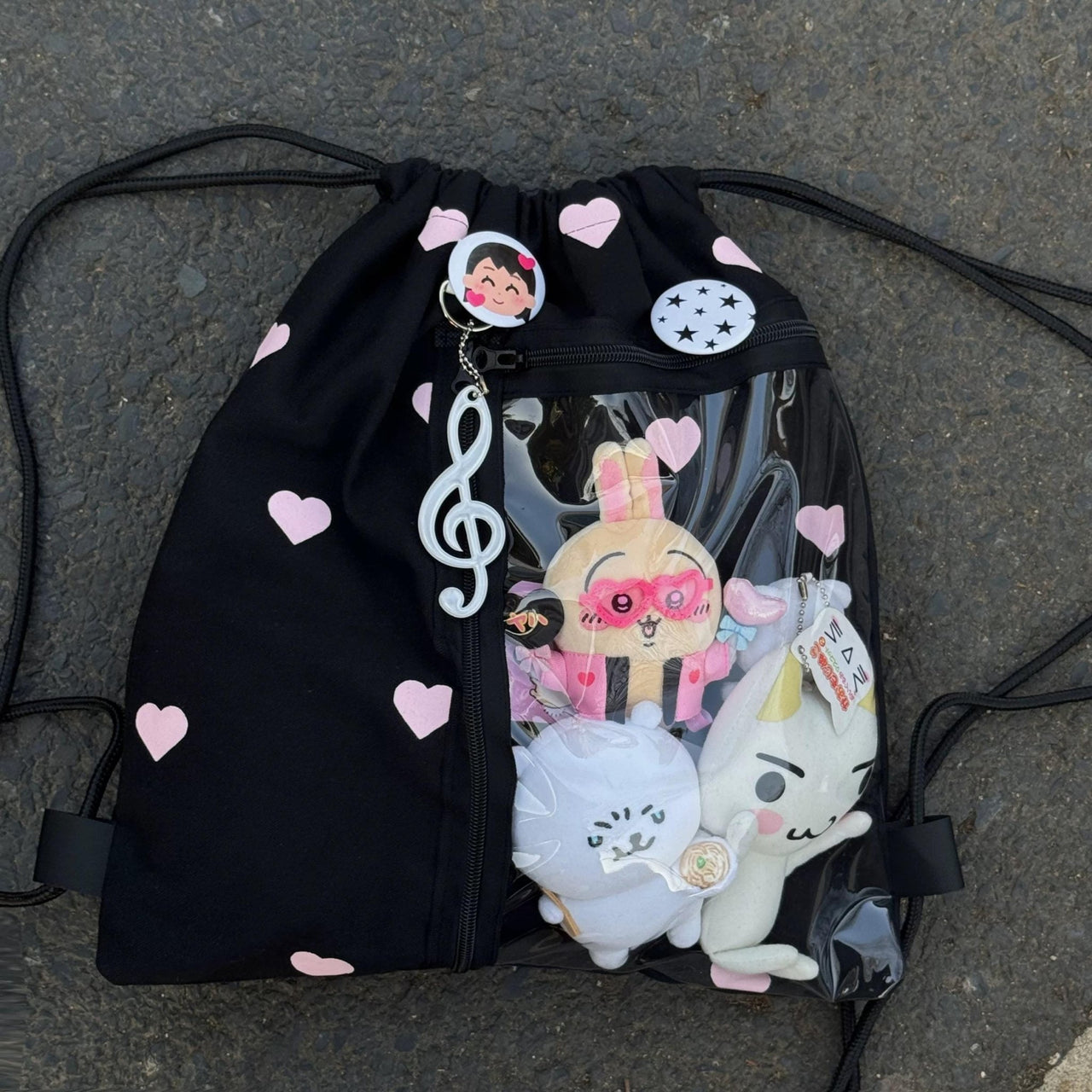 Chic Heart Kpop Fan Display Drawstring Backpack - ArtGalleryZen