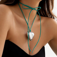 Thumbnail for Chic Heart Pendant Colorful Velvet String Necklace - ArtGalleryZen