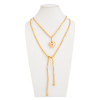 Thumbnail for Chic Heart Pendant Square Beaded Long Chain Necklace - ArtGalleryZen