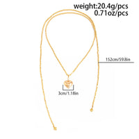 Thumbnail for Chic Heart Pendant Square Beaded Long Chain Necklace - ArtGalleryZen