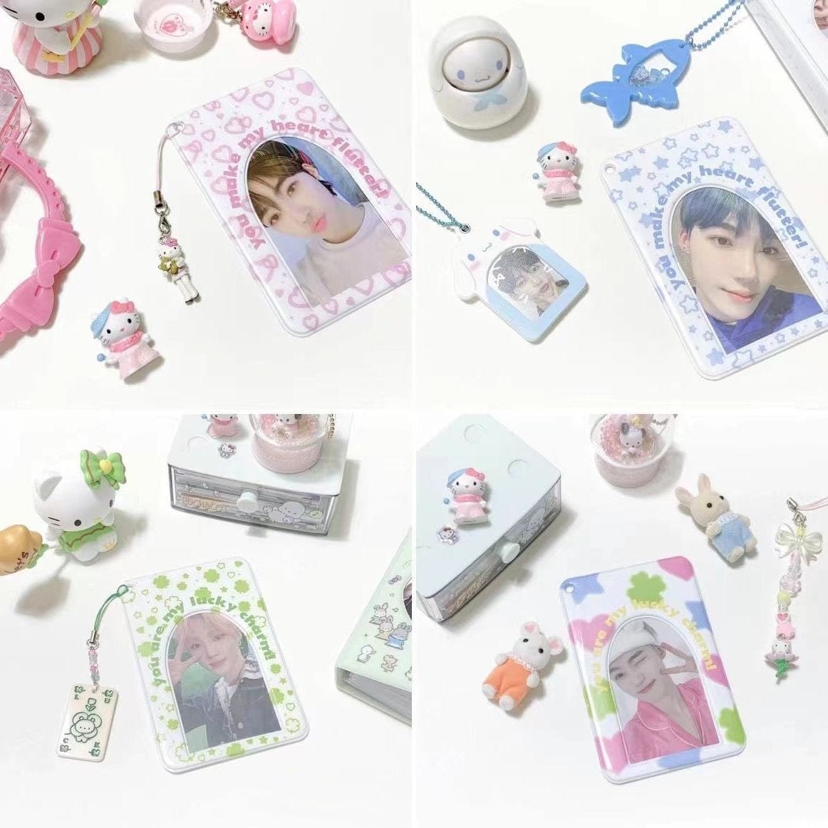 Chic Heart Star Lucky Clover Kpop Keychain Photocard Holder - ArtGalleryZen