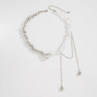Thumbnail for Chic Heart Tassel Turquoise Stone Beaded Chain Necklace - ArtGalleryZen