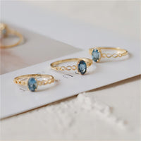 Thumbnail for Chic Hollowed-out Sea Blue Topaz Ring - ArtGalleryZen
