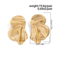 Thumbnail for Chic Irregular Gold Silver Tone Pleated Stud Earrings - ArtGalleryZen