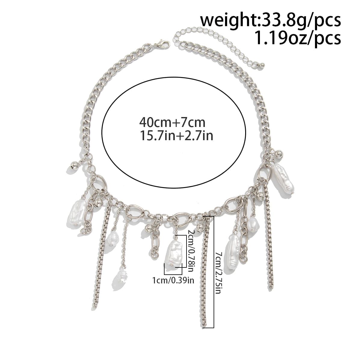 Chic Irregular Pearl Tassel Curb Chain Necklace - ArtGalleryZen