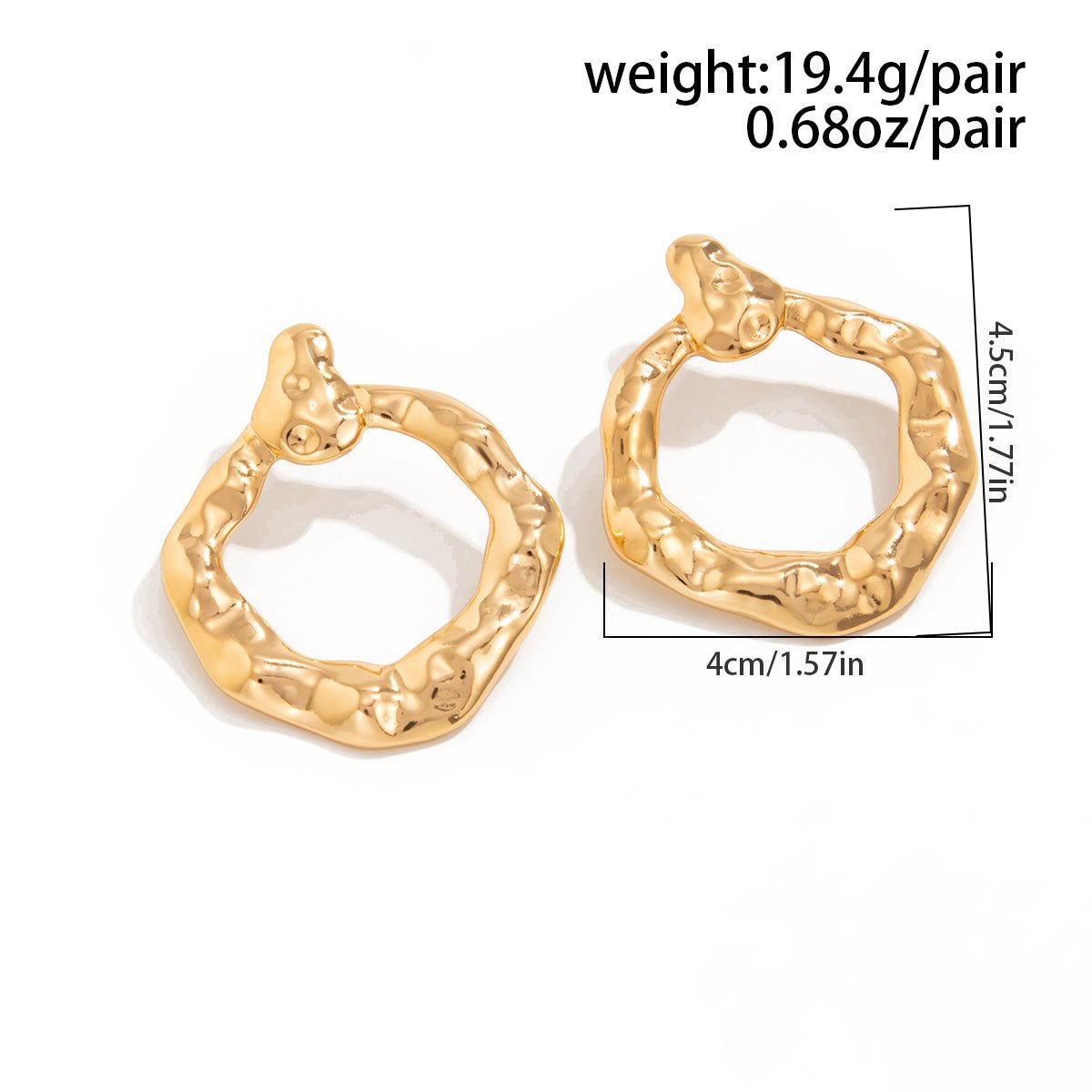 Chic Irregular Textured Hoop Stud Earrings - ArtGalleryZen