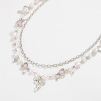Thumbnail for Chic Layered Bowknot Charm Pearl Heart Glass Bead Trouser Chain - ArtGalleryZen