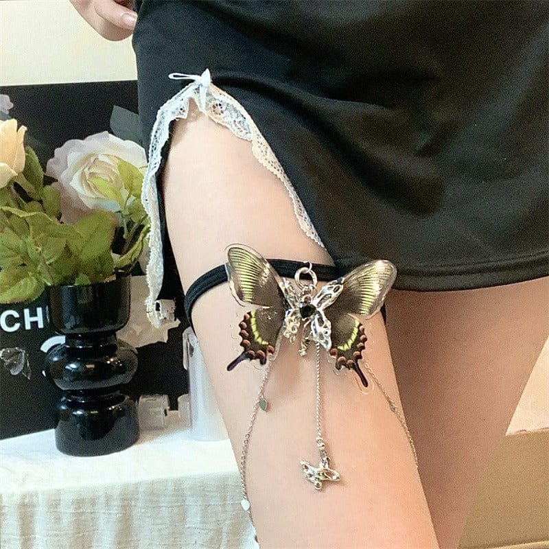 Chic Layered Butterfly Elastic Thigh Leg Chain - ArtGalleryZen