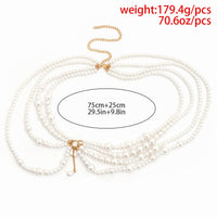 Thumbnail for Chic Layered Chunky Pearl Waist Chain - ArtGalleryZen