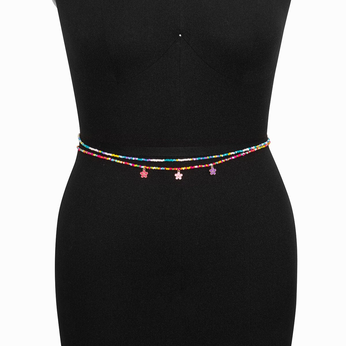 Chic Layered Colorful Enamel Flower Tassel Seed Beaded Waist Chain - ArtGalleryZen