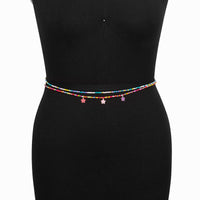 Thumbnail for Chic Layered Colorful Enamel Flower Tassel Seed Beaded Waist Chain - ArtGalleryZen