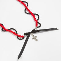 Thumbnail for Chic Layered Cross Bowknot Pendant Pearl Seed Beaded Chain Necklace - ArtGalleryZen