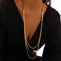 Thumbnail for Chic Layered Cross Herringbone Chain Necklace - ArtGalleryZen
