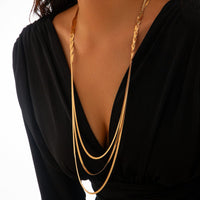 Thumbnail for Chic Layered Cross Herringbone Chain Necklace - ArtGalleryZen