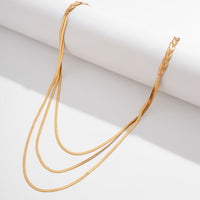 Thumbnail for Chic Layered Cross Herringbone Chain Necklace - ArtGalleryZen