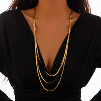 Thumbnail for Chic Layered Cross Herringbone Chain Necklace - ArtGalleryZen