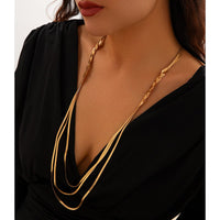 Thumbnail for Chic Layered Cross Herringbone Chain Necklace - ArtGalleryZen