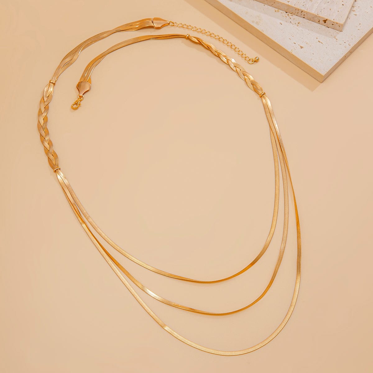 Chic Layered Cross Herringbone Chain Necklace - ArtGalleryZen
