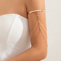 Thumbnail for Chic Layered Crystal Inlaid Saturn Chain Tassel Arm Cuff - ArtGalleryZen