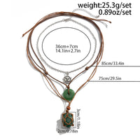 Thumbnail for Chic Layered Crystal Sun Pendant Wax Cord String Necklace Set - ArtGalleryZen